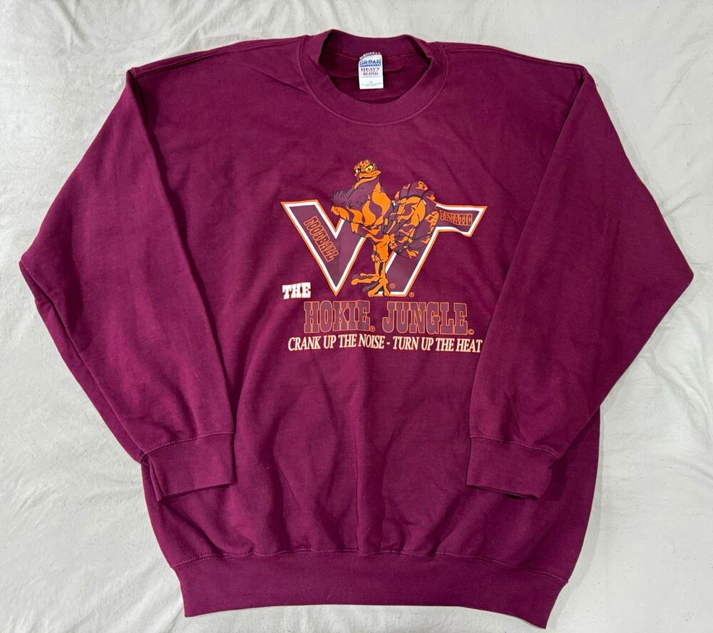 Virginia Tech Gildan Heavy Blend Men's XL Maroon Fleece Crewneck Hokie Jungle